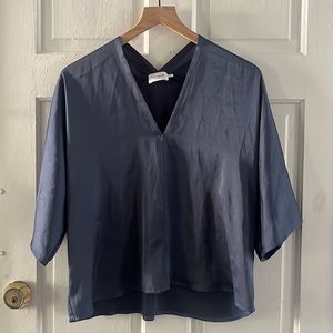 The Reset - Blue Satin V Top